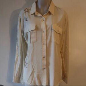Cream Star Embellished Women's Shirt